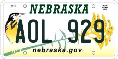NE license plate AOL929