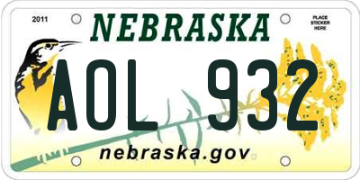 NE license plate AOL932