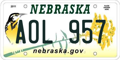 NE license plate AOL957