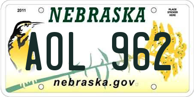 NE license plate AOL962