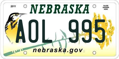 NE license plate AOL995