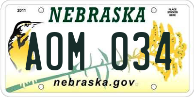 NE license plate AOM034