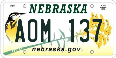 NE license plate AOM137