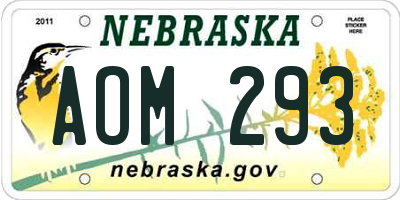 NE license plate AOM293