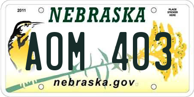 NE license plate AOM403