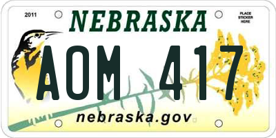NE license plate AOM417