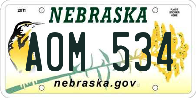 NE license plate AOM534