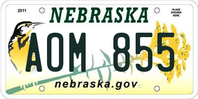 NE license plate AOM855