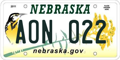 NE license plate AON022