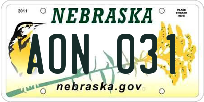 NE license plate AON031