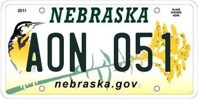 NE license plate AON051