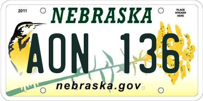 NE license plate AON136