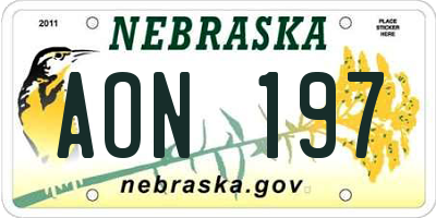 NE license plate AON197
