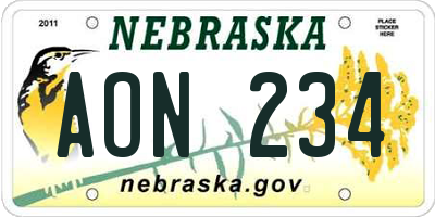 NE license plate AON234