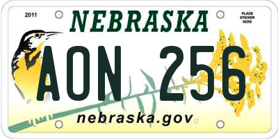 NE license plate AON256