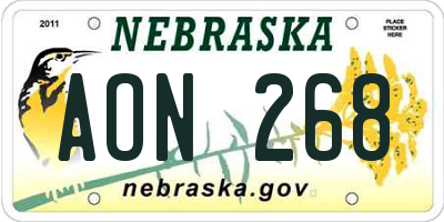 NE license plate AON268