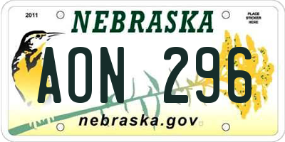 NE license plate AON296