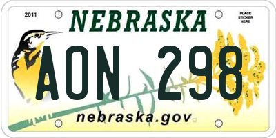 NE license plate AON298