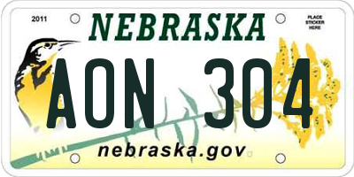 NE license plate AON304