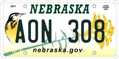 NE license plate AON308