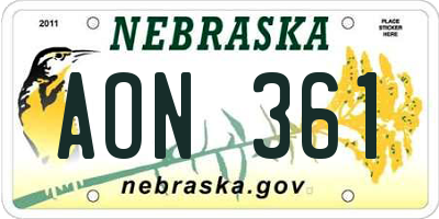 NE license plate AON361