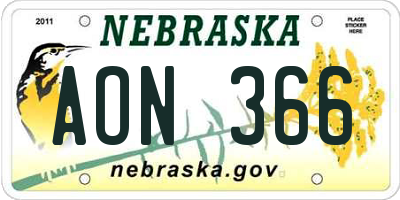 NE license plate AON366