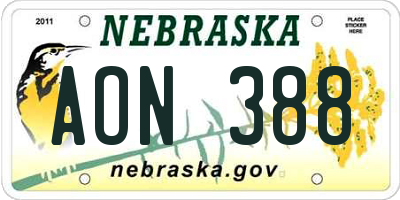 NE license plate AON388
