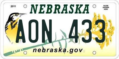 NE license plate AON433