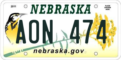 NE license plate AON474