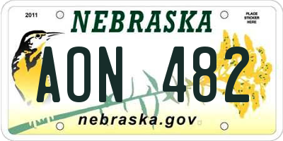 NE license plate AON482