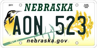 NE license plate AON523