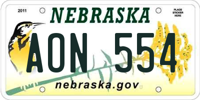 NE license plate AON554