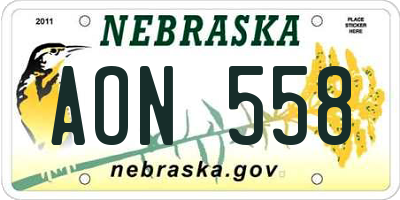 NE license plate AON558