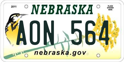 NE license plate AON564
