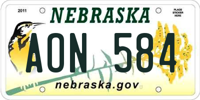 NE license plate AON584