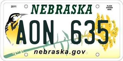 NE license plate AON635