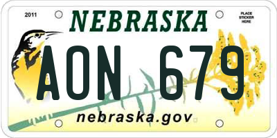 NE license plate AON679