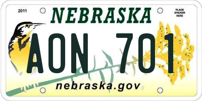 NE license plate AON701
