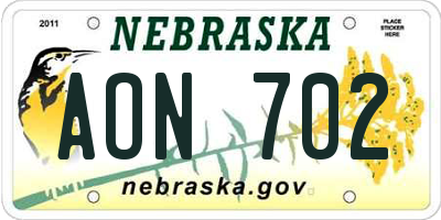 NE license plate AON702