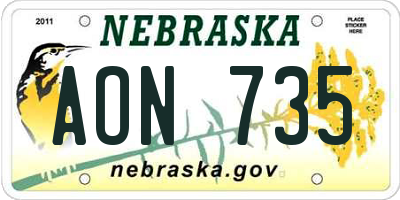 NE license plate AON735