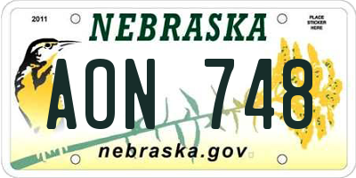 NE license plate AON748