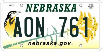 NE license plate AON761