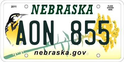 NE license plate AON855