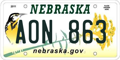 NE license plate AON863