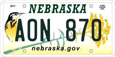 NE license plate AON870