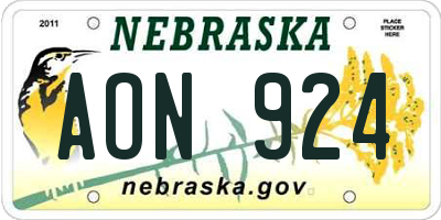 NE license plate AON924