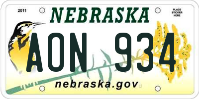 NE license plate AON934
