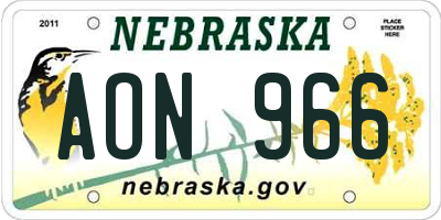 NE license plate AON966