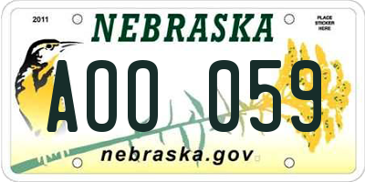 NE license plate AOO059