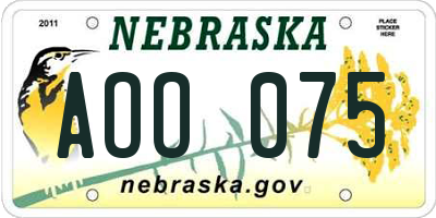 NE license plate AOO075